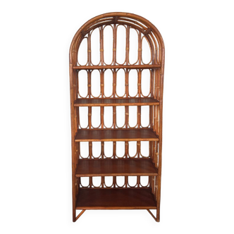 Wood and rattan bookcase