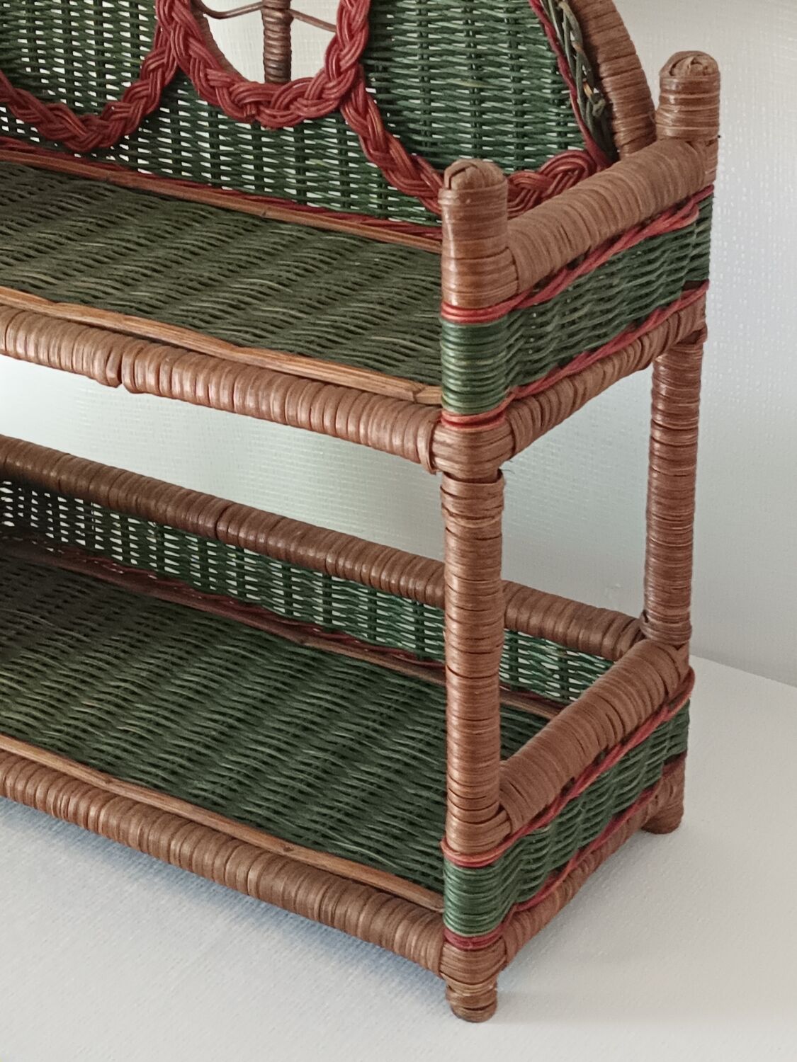 Vintage wicker wall shelf