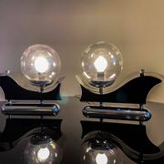 Pair of metal and blown glass wall lights, Italy 1970s, in excellent condition.