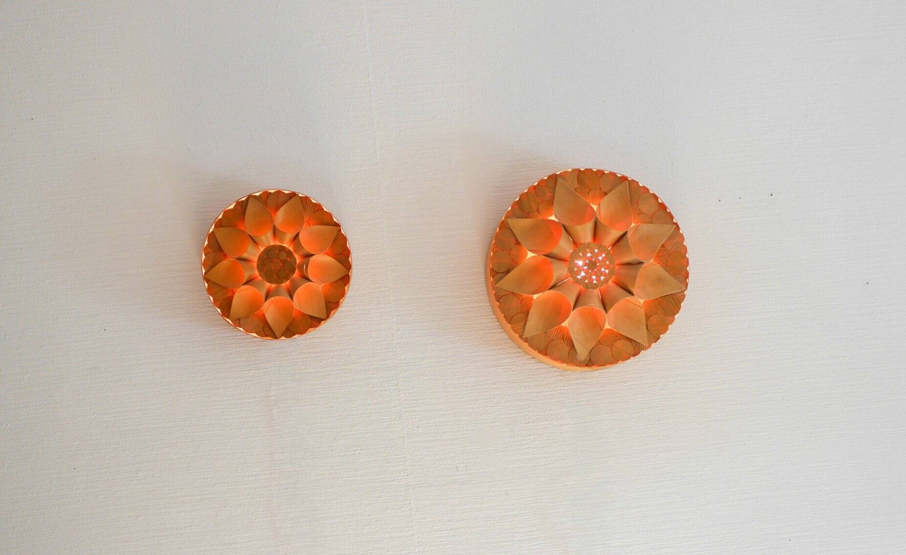 Handcrafted Swedish wooden wall sconces, set of 2