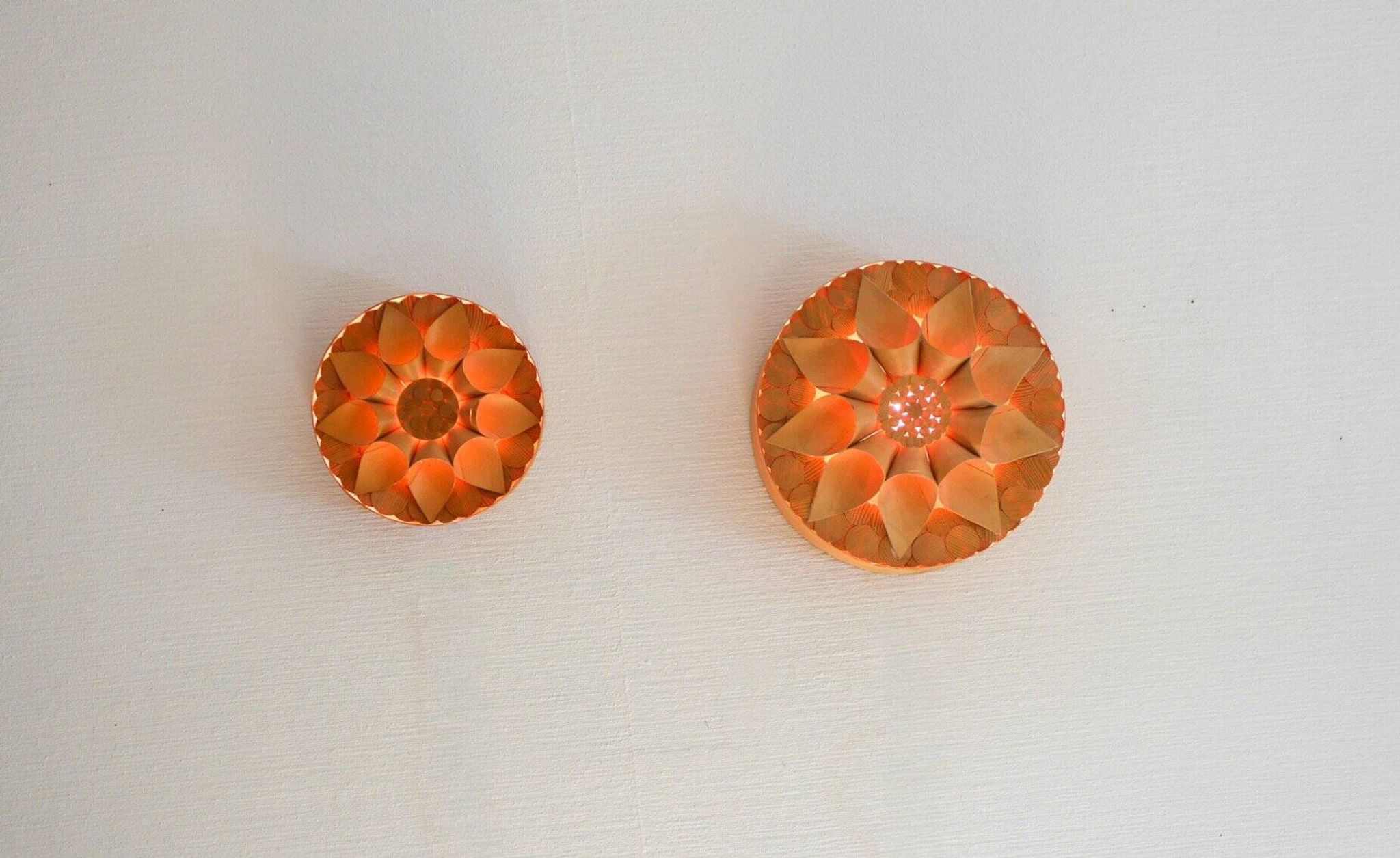 Handcrafted Swedish wooden wall sconces, set of 2