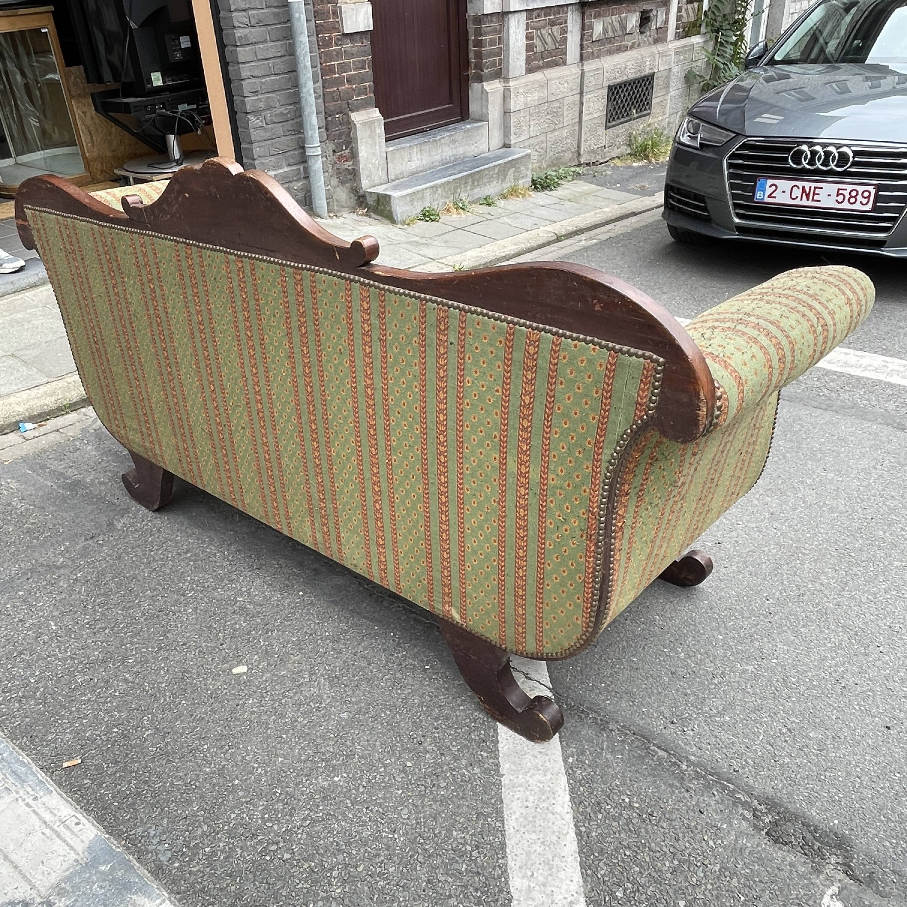 Antique Charles X style 'Gondola' type sofa to be restored, 19th century