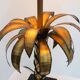 Hollywood Regency brass palm tree table lamp with black shade, France, 1970