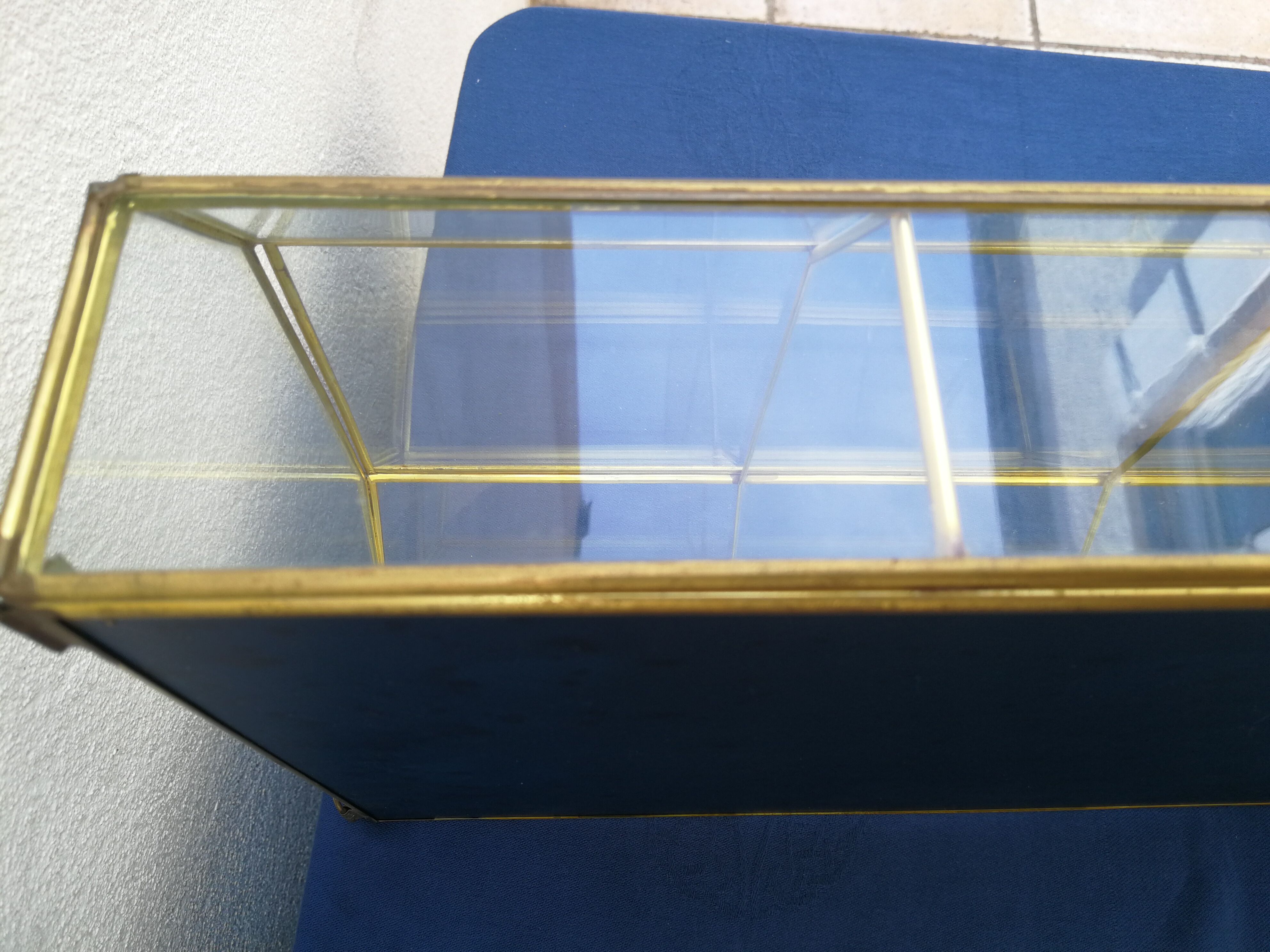 Vintage glass and brass showcase