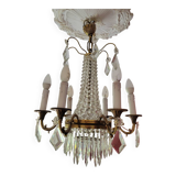 6-light hot air balloon chandelier with crystal pendants, late 19th century