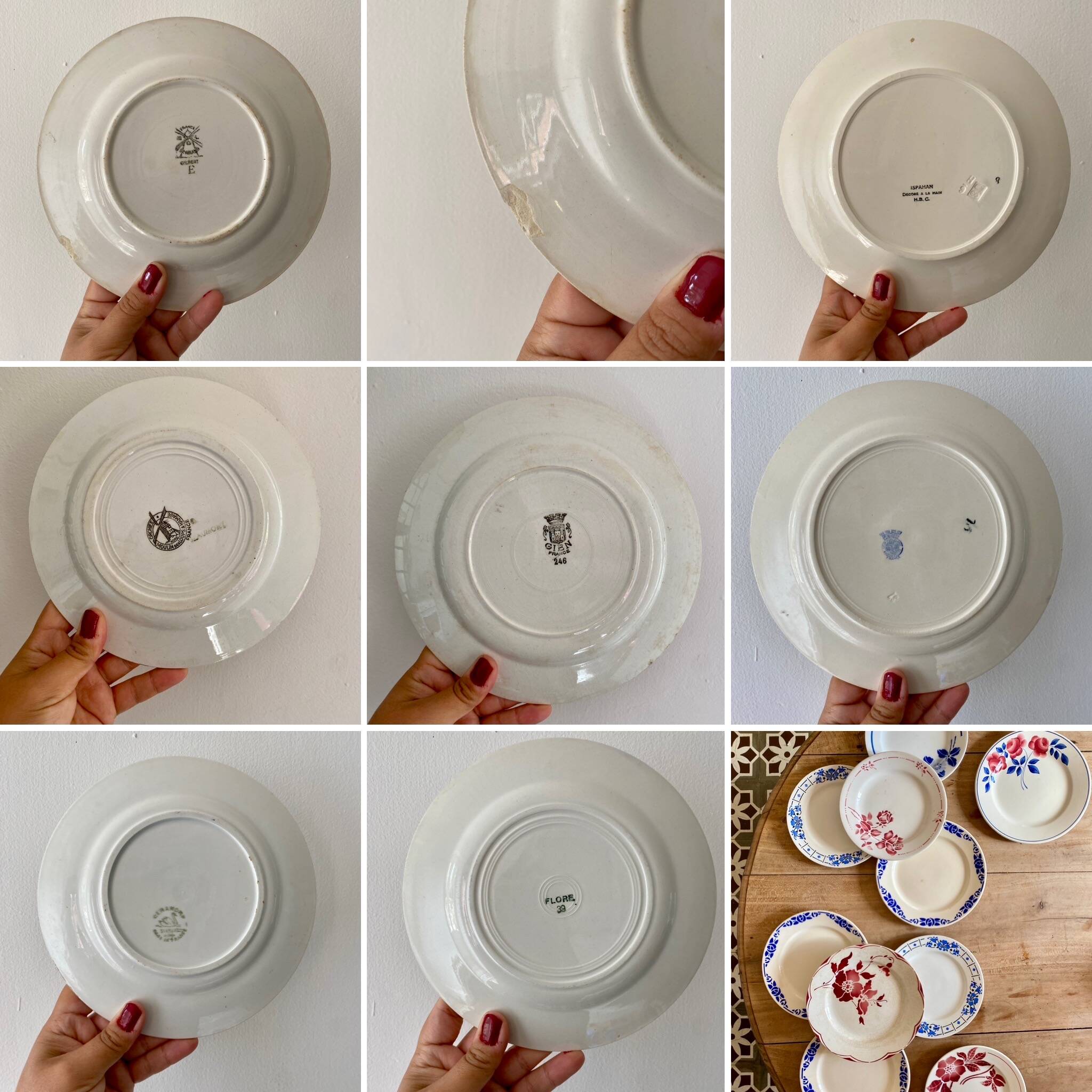 Set of 10 mismatched vintage dessert plates