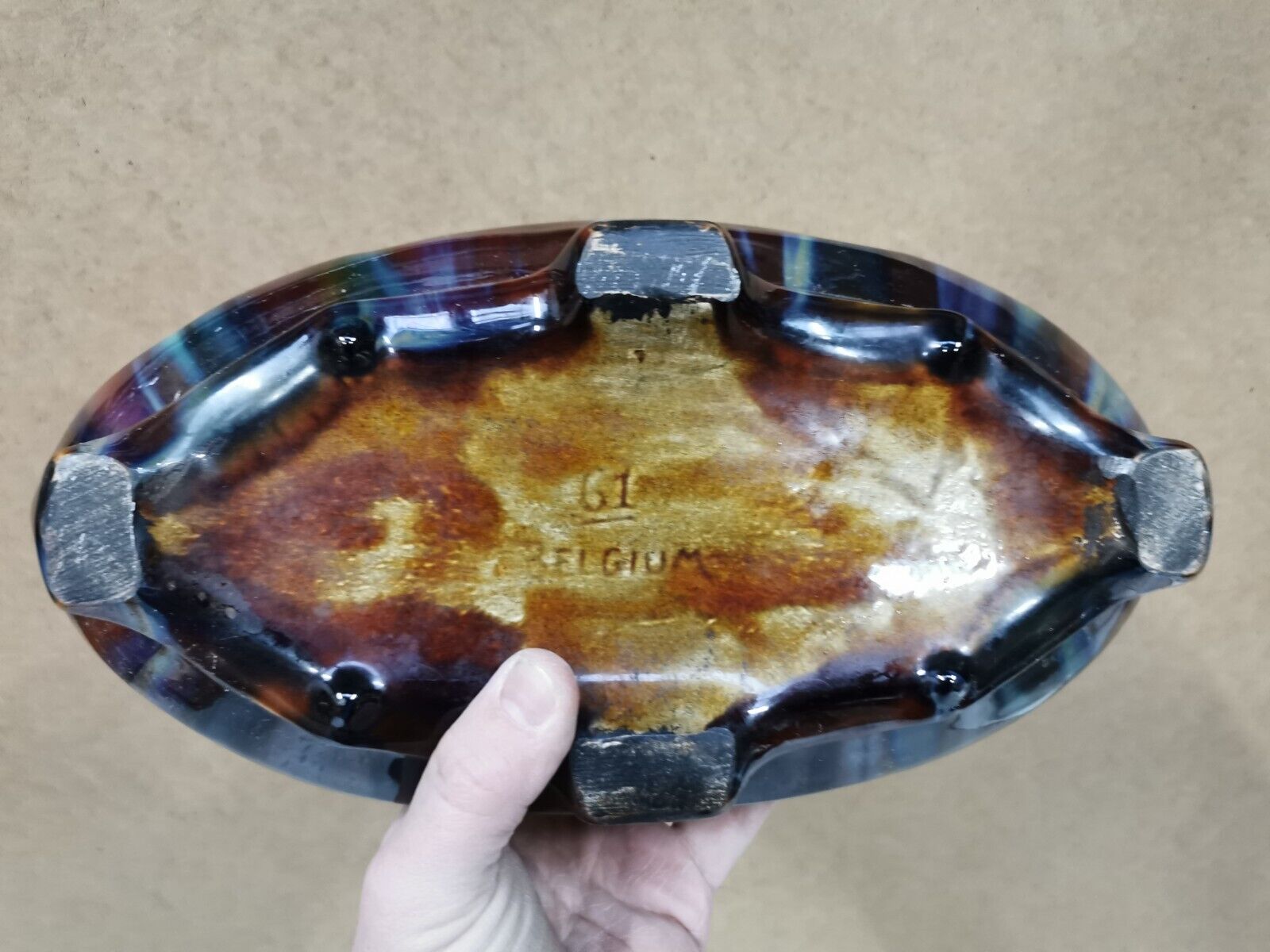 Pair of Vases + Art Nouveau Planter Slip / Faience BELGIUM