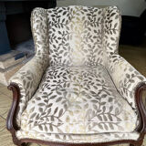 Fauteuil tapissier Bergère ancienne à oreilles