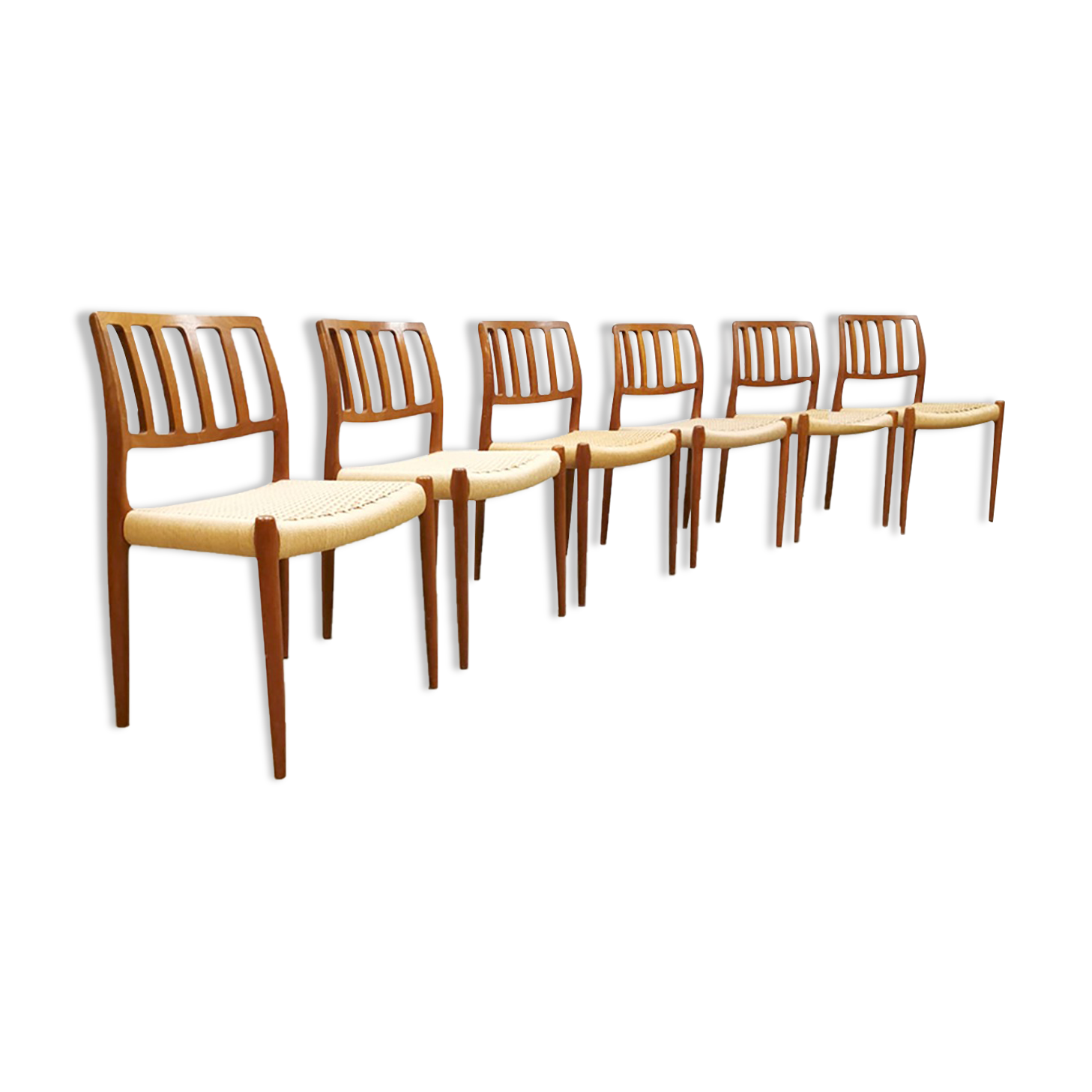 Danish design teak dining chairs Niels O. Møller Model 83