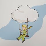 Antoine de Saint-Exupéry: The Little Prince flies with the clouds, lithograph.