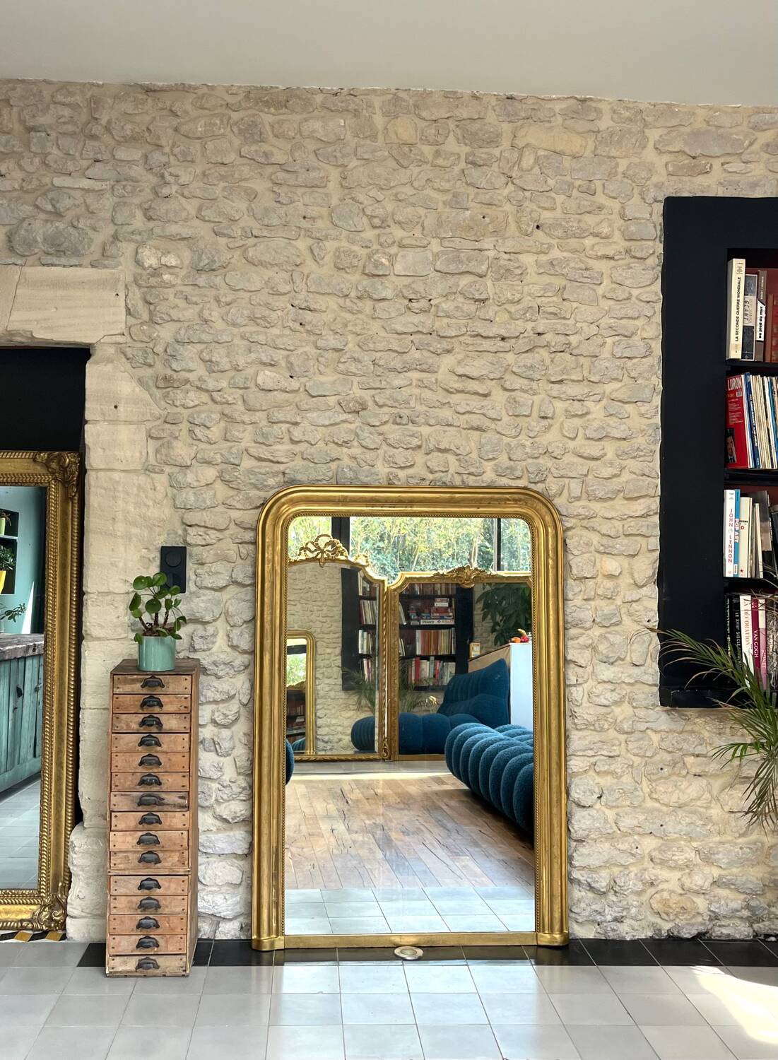Antique Louis-Philippe mirror 151.5cm/104.5cm gilded with gold leaf