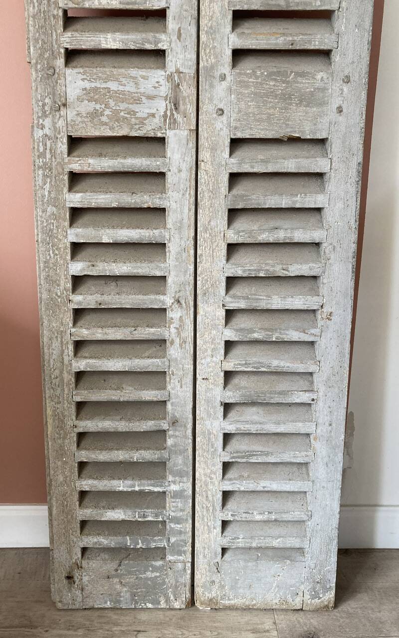 Set of 2 large old louvered shutters