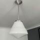 Chandelier art deco, opaline and chrome metal, France 1930