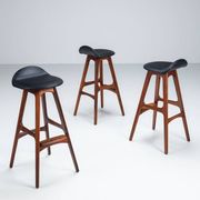 Erik Buch set of three “OD61” bar stools in rosewood Oddense Denmark 1965
