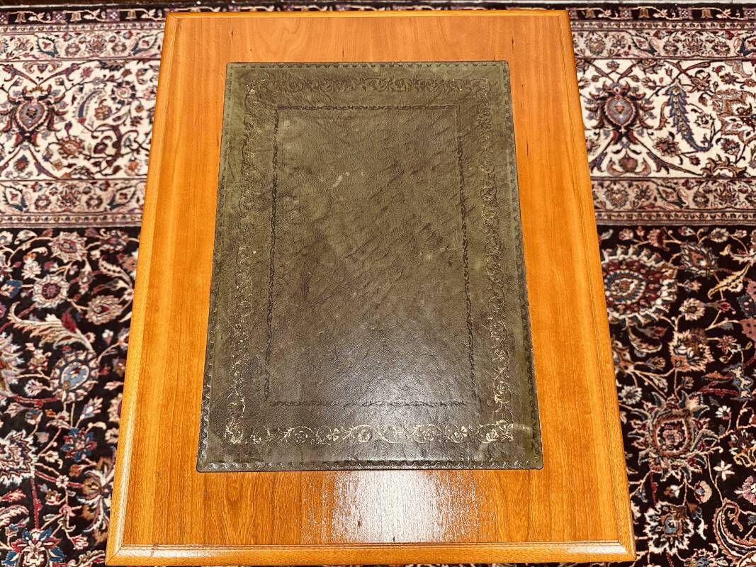 Classic English Chest of Drawers with leather inlay