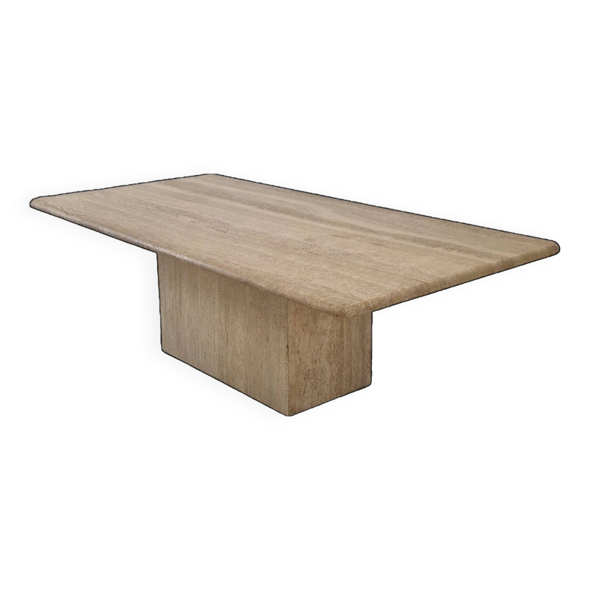 Italian Rectangle Coffee Table in Travertine, 1980s