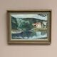 Swedish Oil on Canvas – “Lake with Houses” by G. Arner – Signed