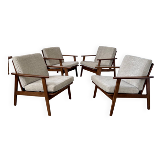 Set of 4 armchairs beech scandinavian