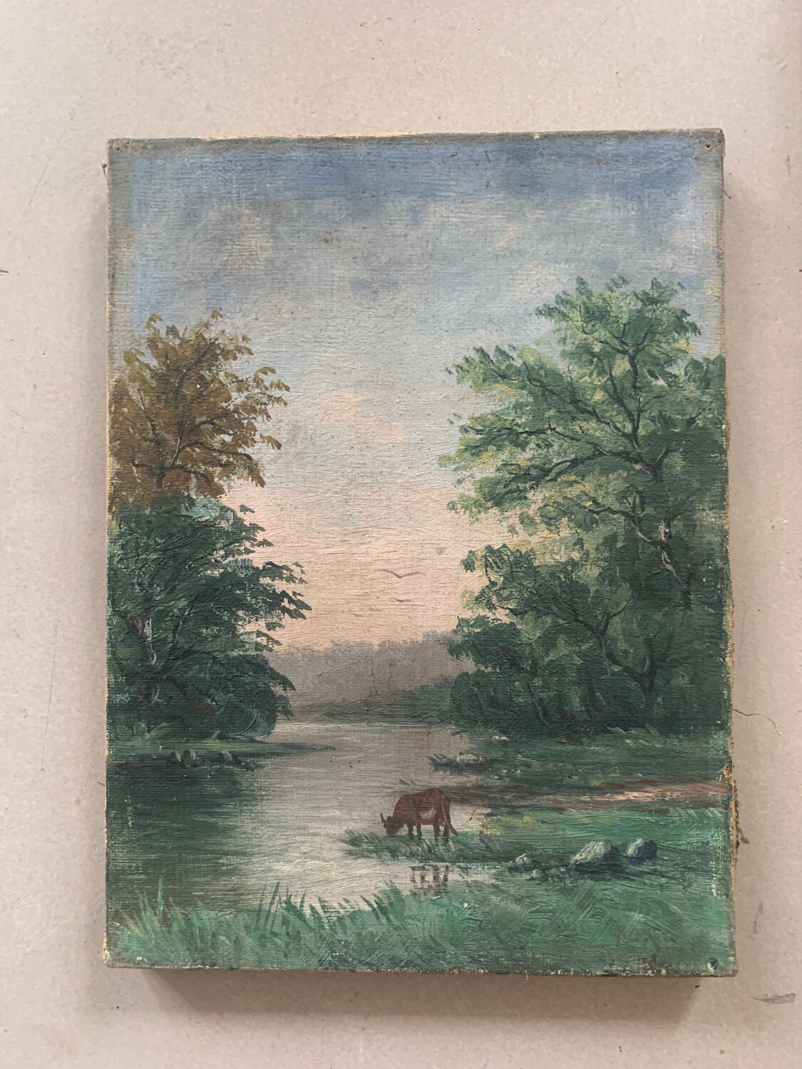 Suite of 3 paintings XIXth