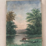 Suite of 3 paintings XIXth