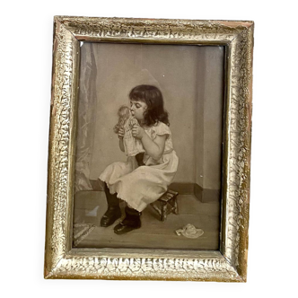 Old photo, glazed wooden frame