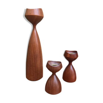 Trio of scandinavian candle holders 1960