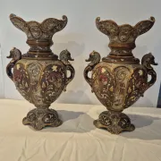 Pair of major vases in majolica - Wilhelm Schiller & Son