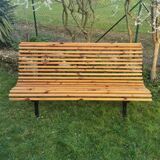 Metal and wood garden bench