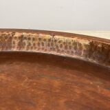 Vintage handcrafted XL round brass tray
