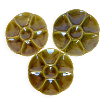 3 assiettes à huitres vintage de Gien en porcelaine 2106173