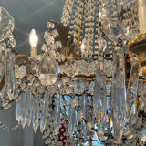 Large Montgolfière chandelier with crystal drops