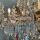 Large Montgolfière chandelier with crystal drops