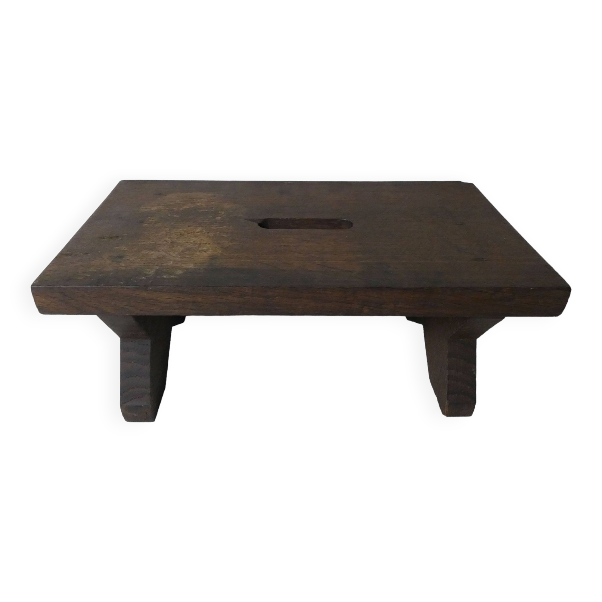 Old small wooden bench step in solid oak