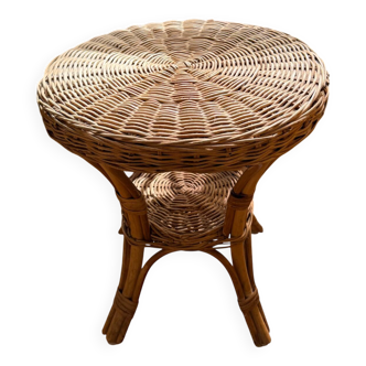 Stool - side table - in wicker