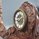 Wooden mirror with clock, 1960