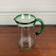 Vintage blown glass jug, green border
