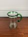 Vintage blown glass jug, green border