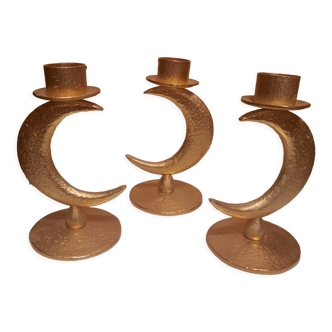Set of 3 golden candlesticks created by Édouard Rambaud