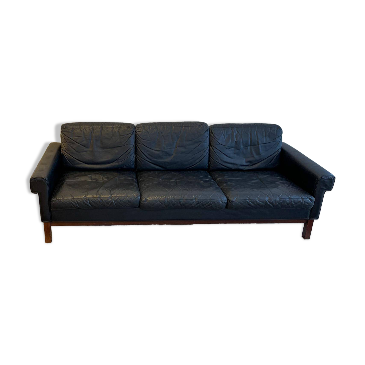 Midcentury leather and teak "Gotland" sofa, Ikea, Sweden, 1967