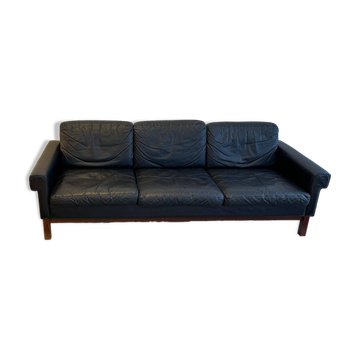 Midcentury leather and teak "Gotland" sofa, Ikea, Sweden, 1967