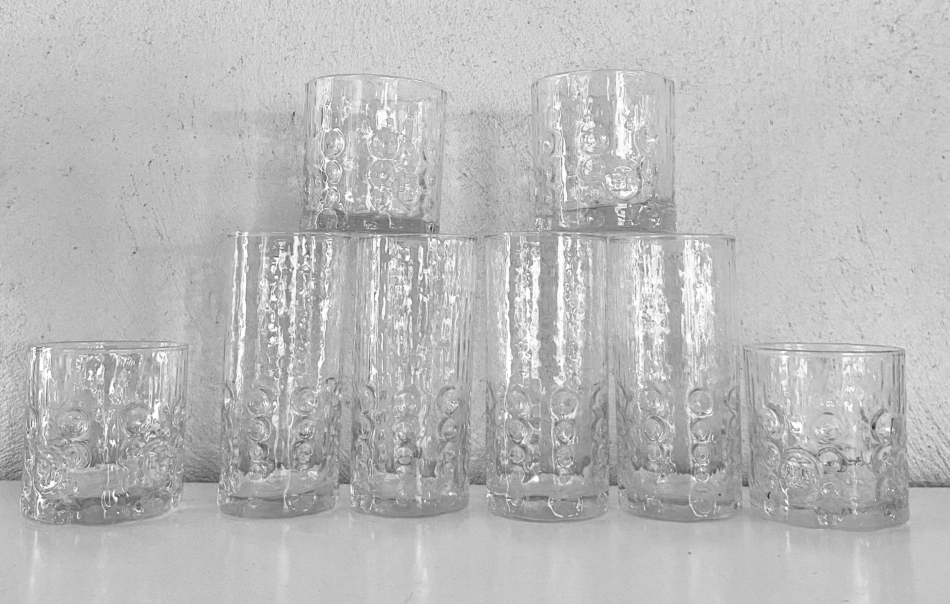 Set verres reliefs BP années 70