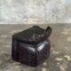 Stool, tabouret or low Japanese-style armchair in brutalist monoxyle radica.