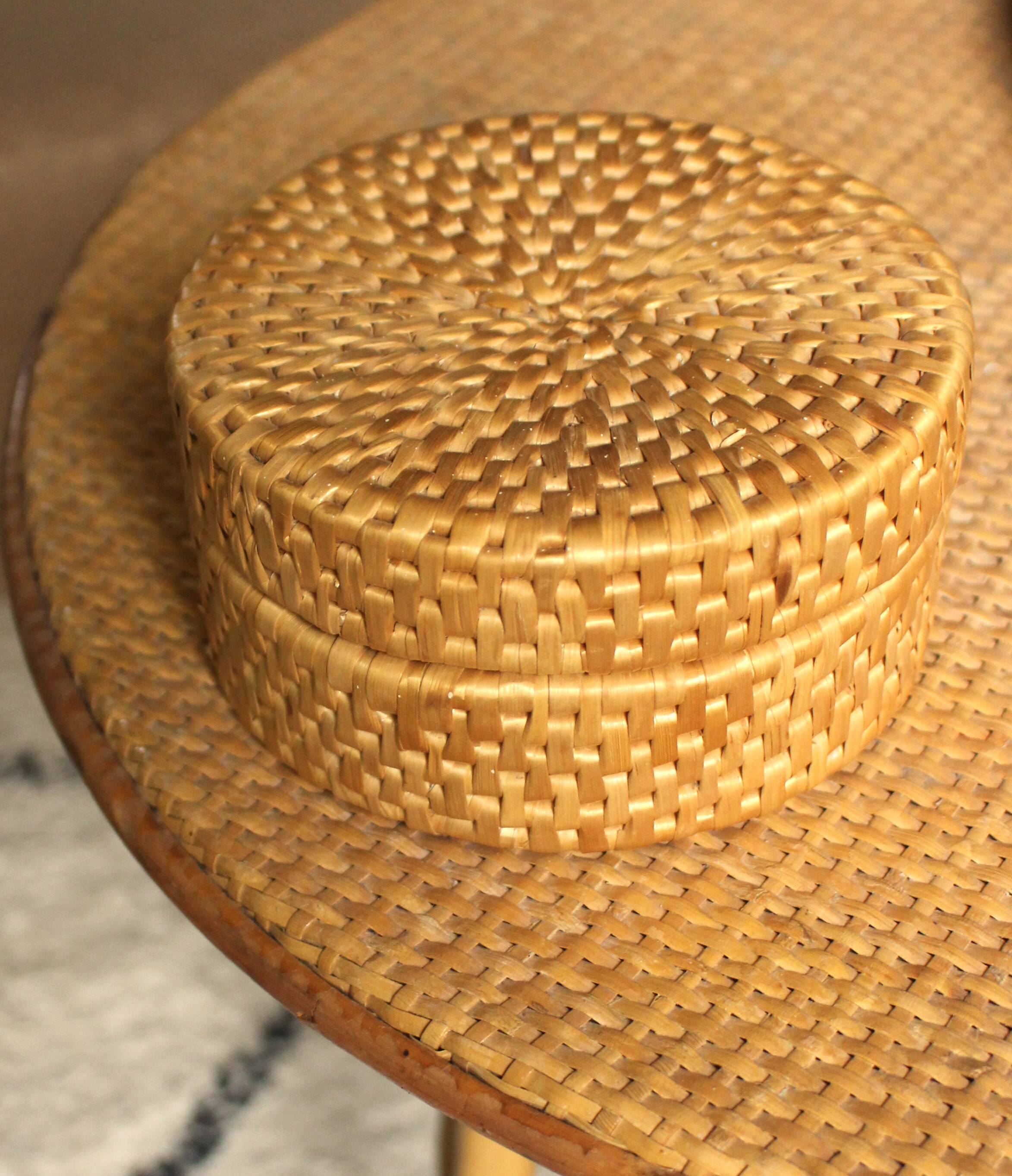 Vintage round wicker basket
