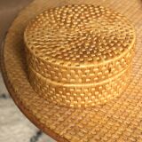 Vintage round wicker basket