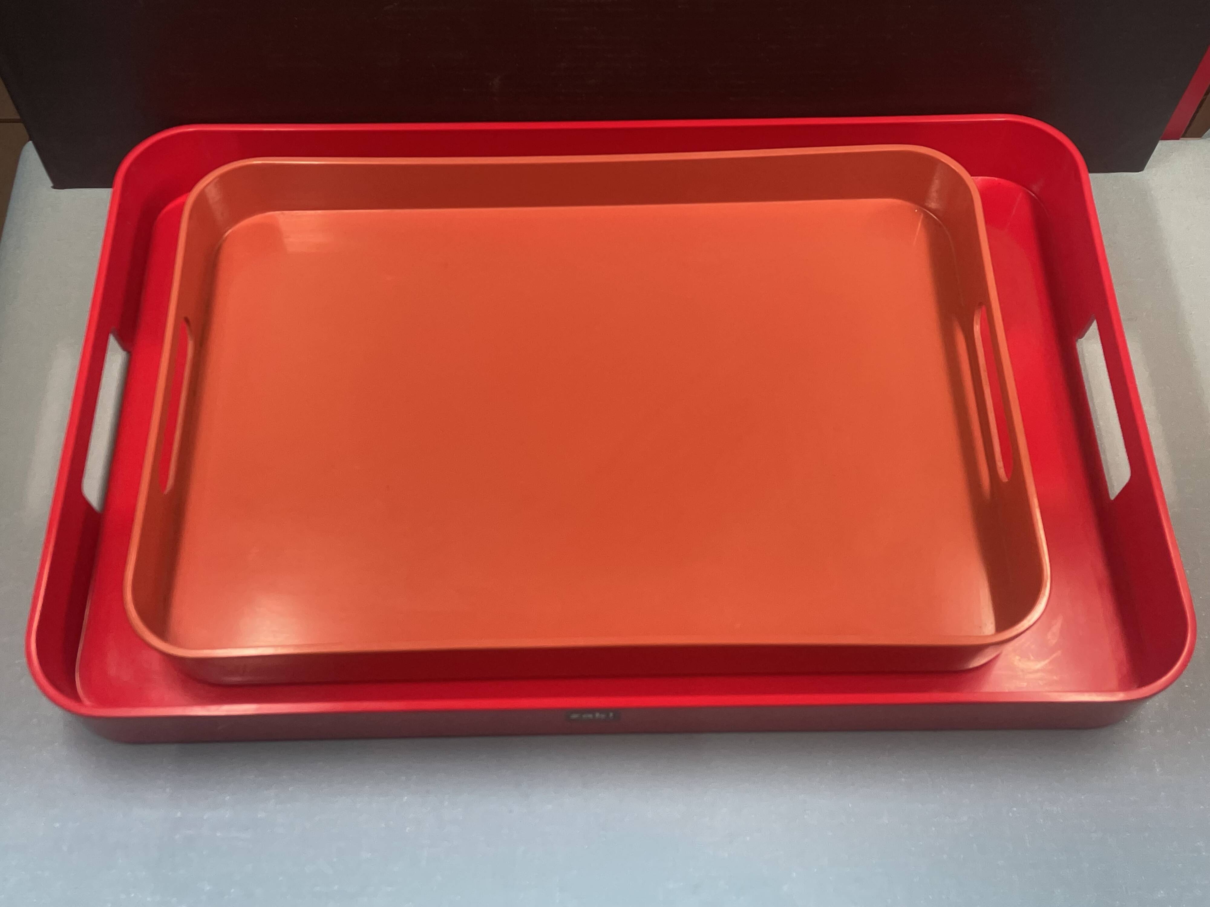 Orange and red plastic breakfast tray zak! & china vintage