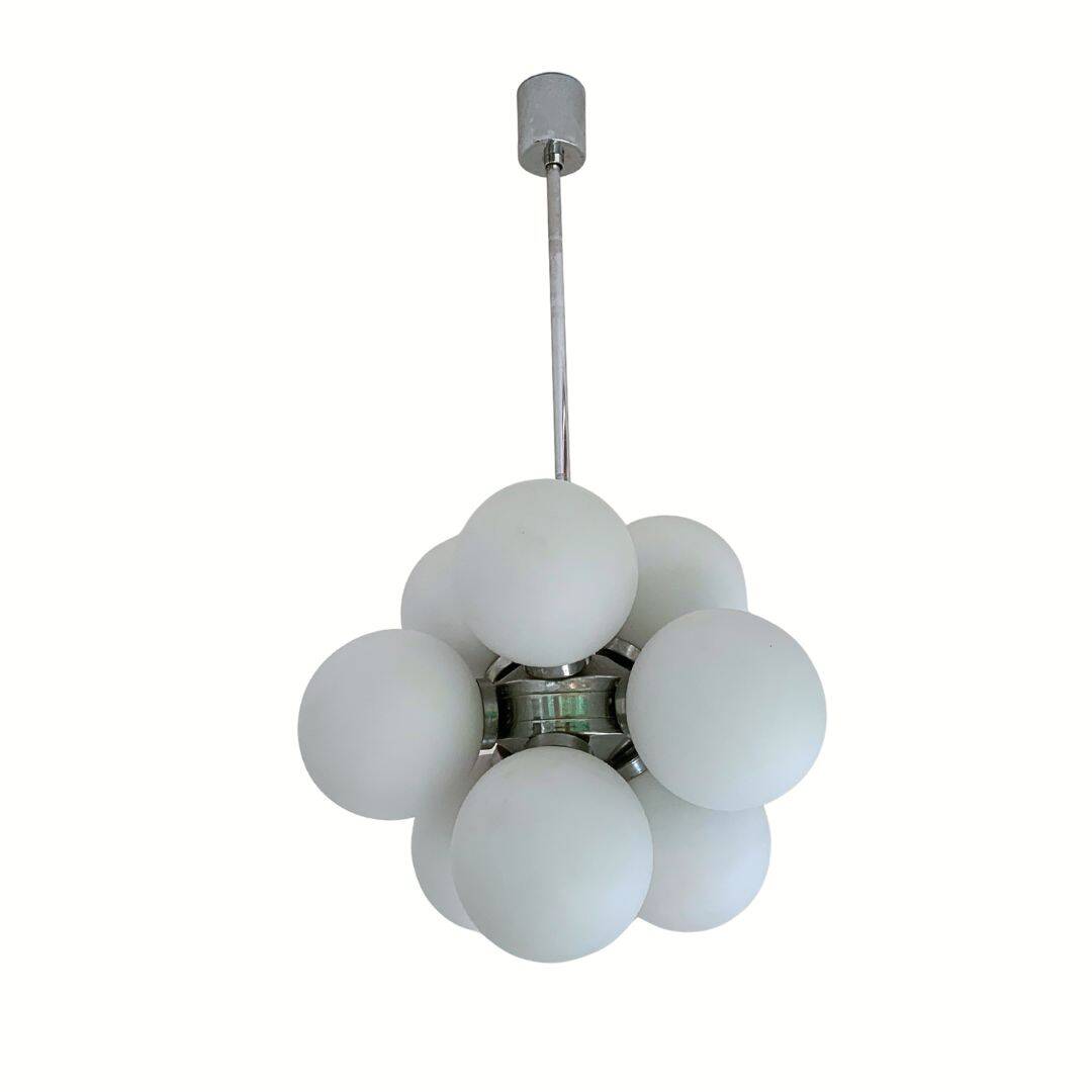 Space Age Sputnik Chandelier with 8 Glass Globes from 1960s