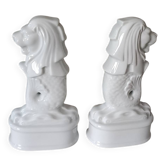 Pair of Merlions in French white porcelain