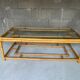 Table basse rotin plateau verre vintage 1970