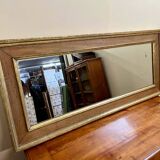 Rectangular mirror in natural wood and gilded wood