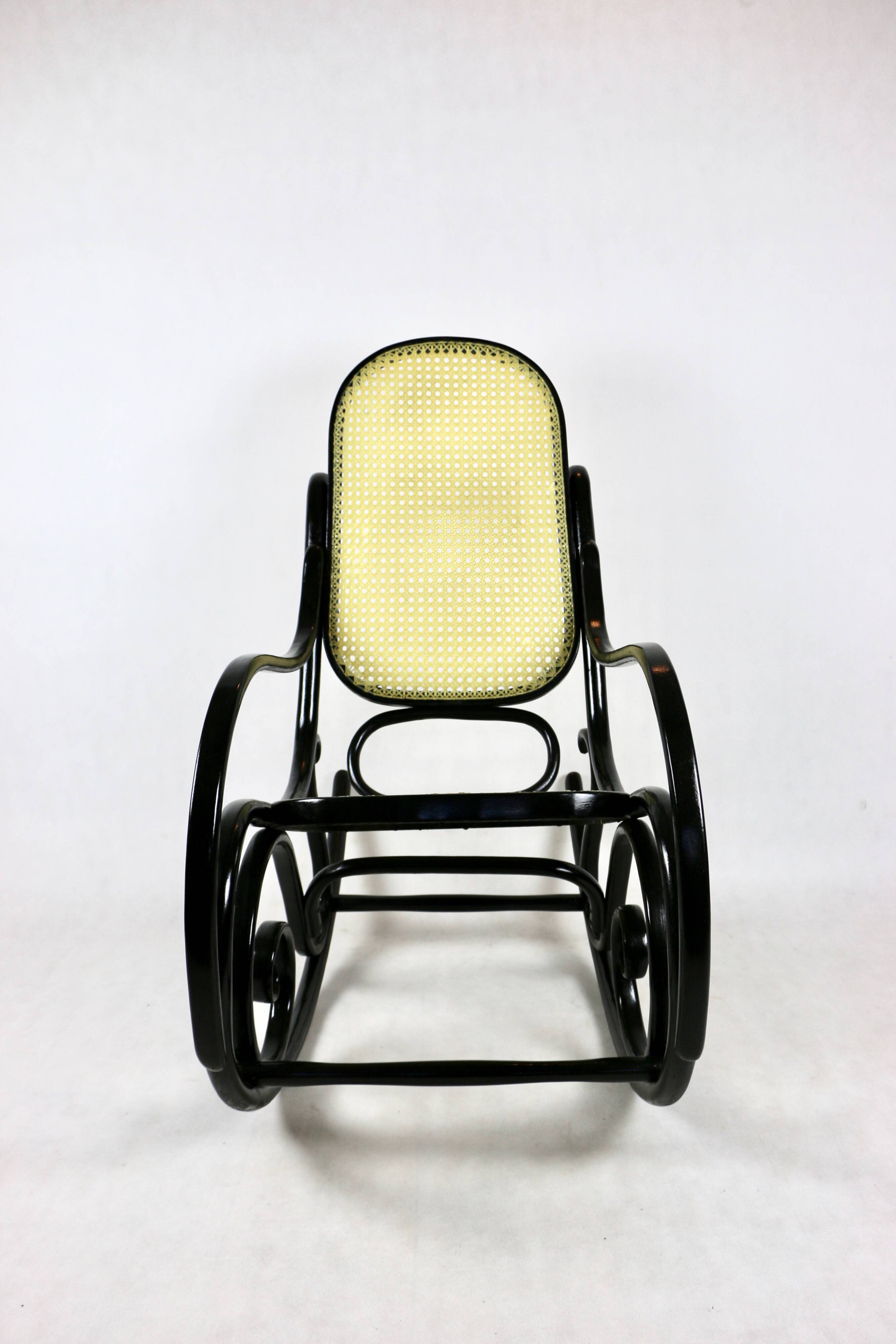 Vintage Black Rocking Chair attributed to Michael Thonet
